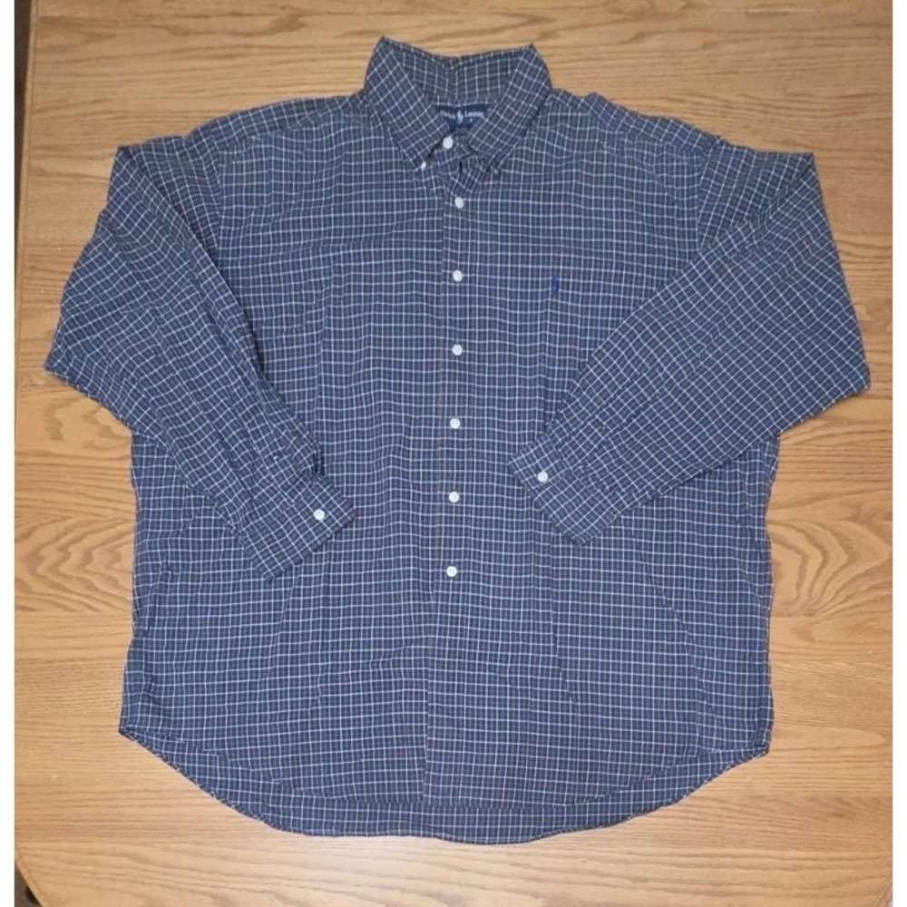 Polo Ralph Lauren Blake Shirt Men Sz XXL Blue Check LS Vintage Preppy Heritage